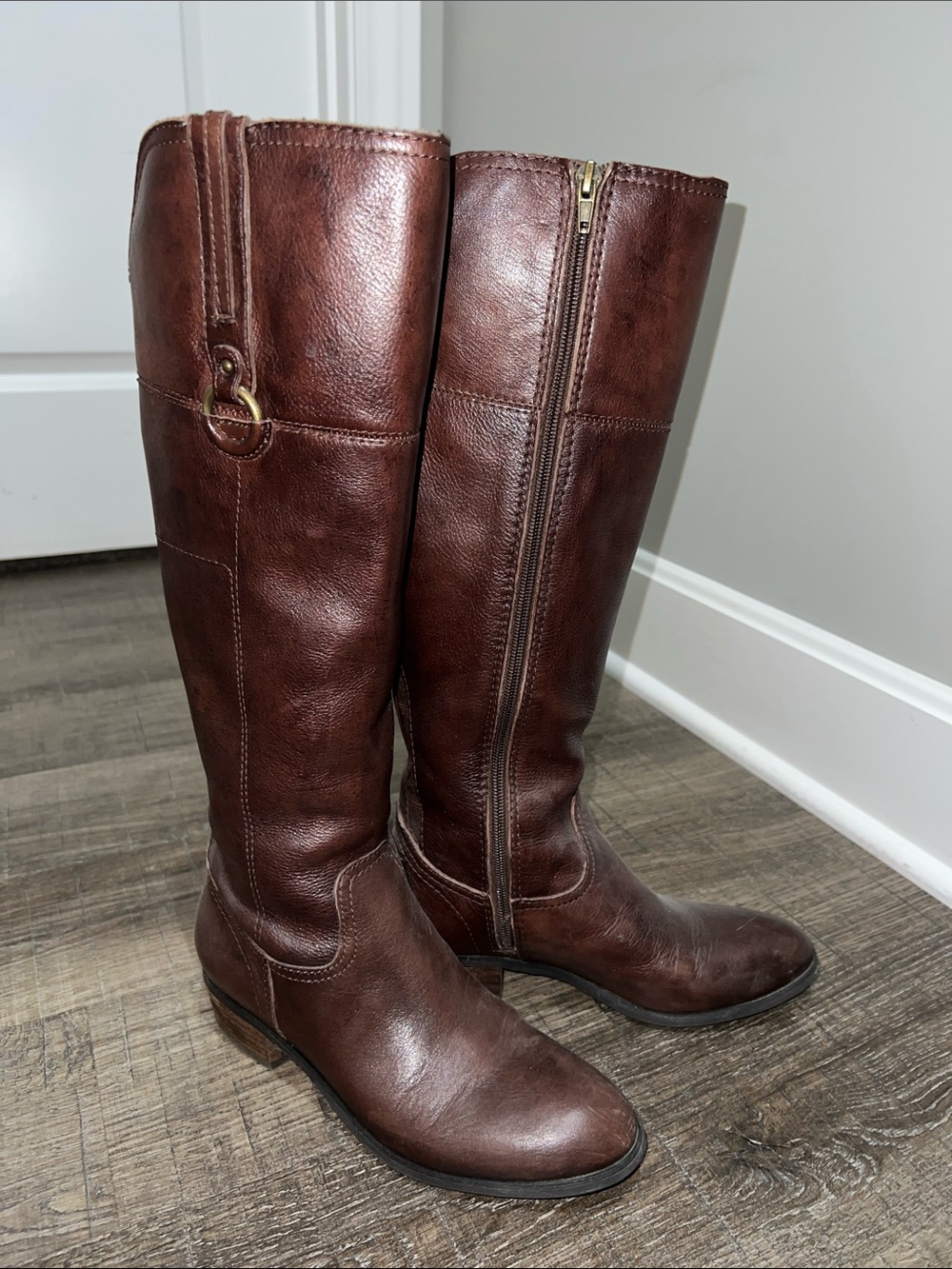 Crown Vintage Brown Leather Over-the-Knee Zip Riding Boots